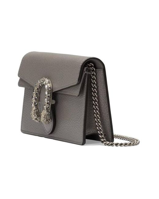 Gucci Gray (Wmns) Dionysus Tiger Head Leather Chain Shoulder Messenger Bag Mini Classic