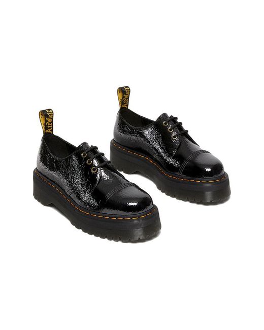 Dr. Martens Black 1461 Distressed Patent Leather Platform Shoes