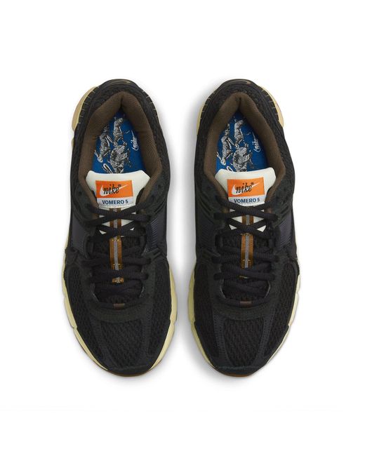 Nike Black Zoom Vomero 5 Swoosh-embellished Leather And Mesh Low-top Trainers