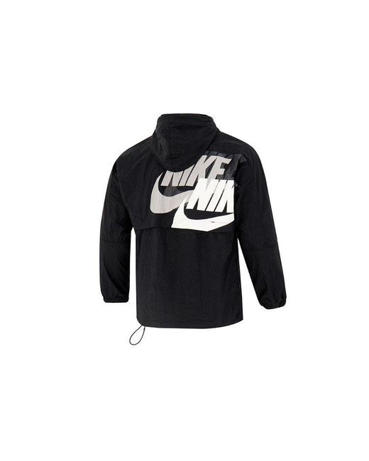 Nike Blue Sportswear Lightweight Back Printing Breathable Athleisure Casual Sports Woven Jacket Autumn for men