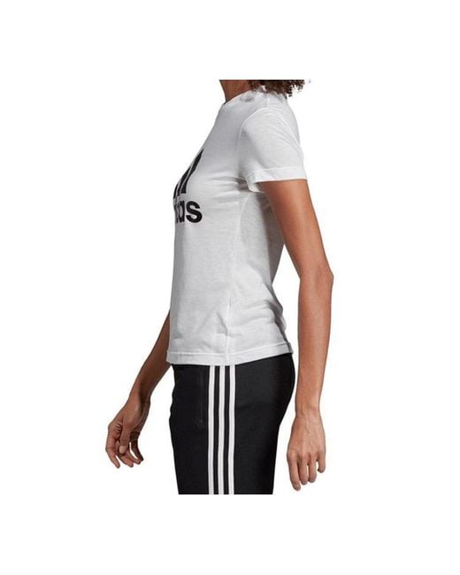 Adidas White (Wmns) Logo Alphabet Printing Sports Short Sleeve