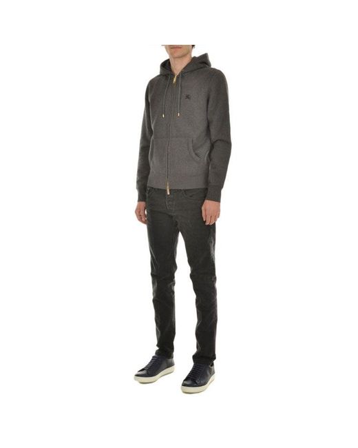 Burberry Gray Logo Embroidery Cotton Zipper Jacket Coat for men