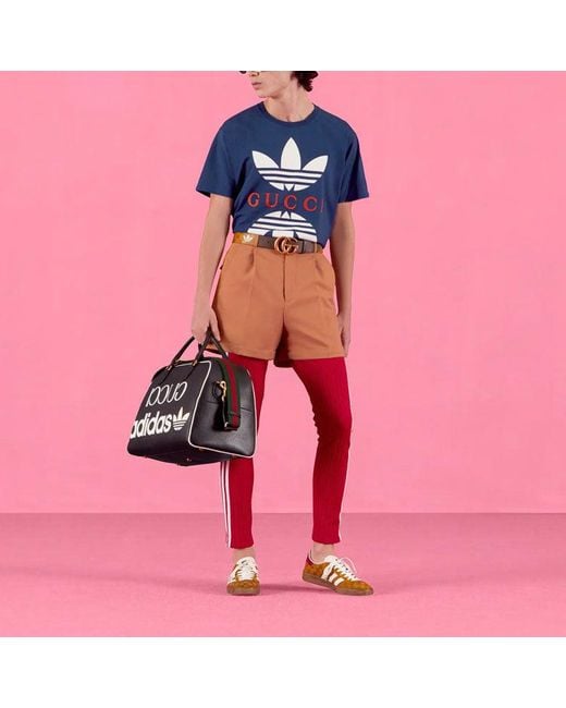 Gucci Blue X Adidas Cotton Jersey T-Shirt 'Cobalt' for men