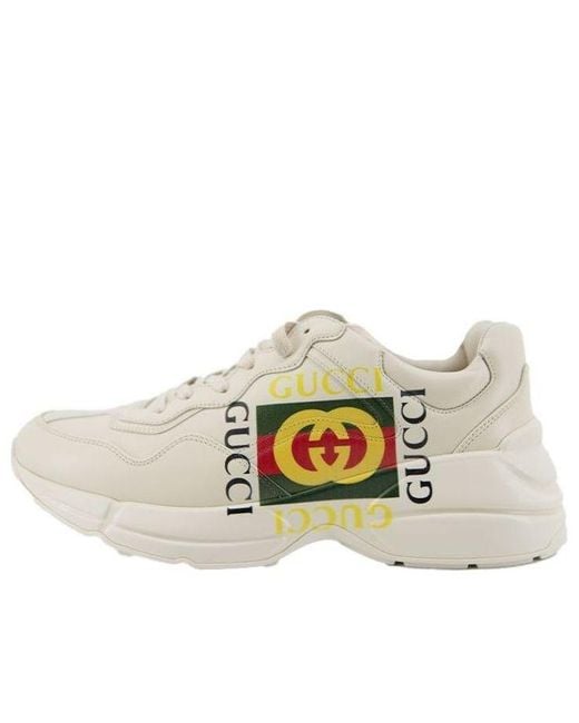 Gucci White Rhyton Leather Sneaker 'Vintage Logo' for men