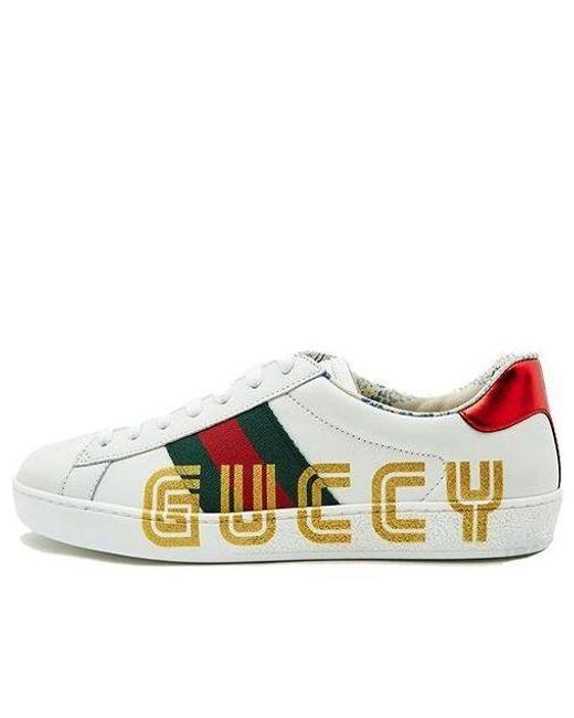 Gucci White Ace Low 'Guccy Print' for men