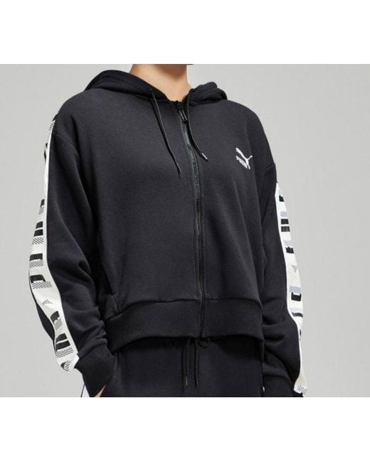 PUMA Black (Wmns) Knit Hooded Zipper Jacket
