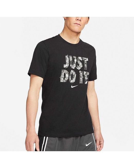 Nike Black Just Do It Alphabet Printing Sports Short Sleeve for men