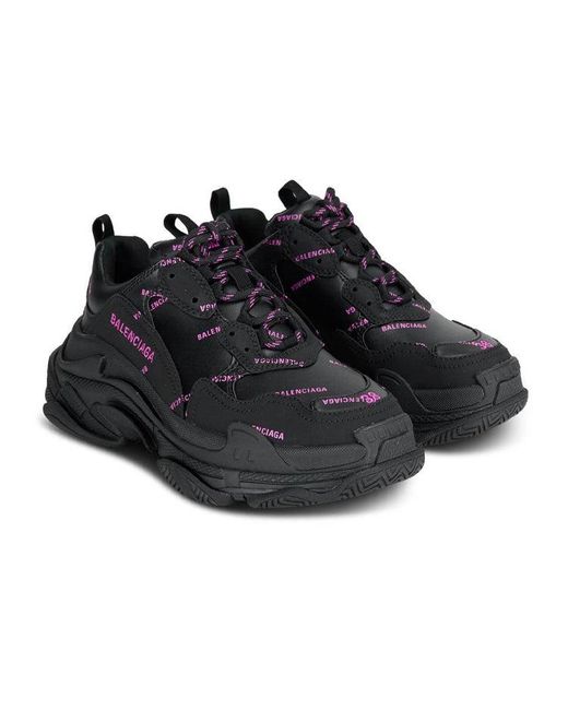 Balenciaga Black (Wmns) Triple S Sneaker 'All Over Logo