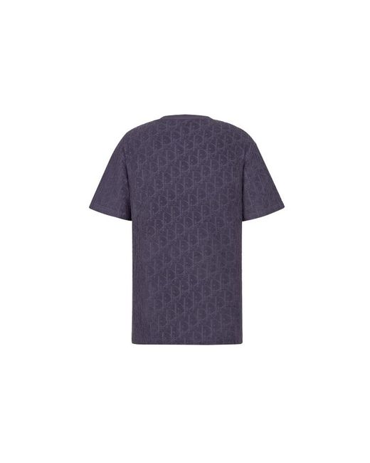 Dior Blue Ss21 Oblique Printing Cotton Round Neck Short Sleeve for men