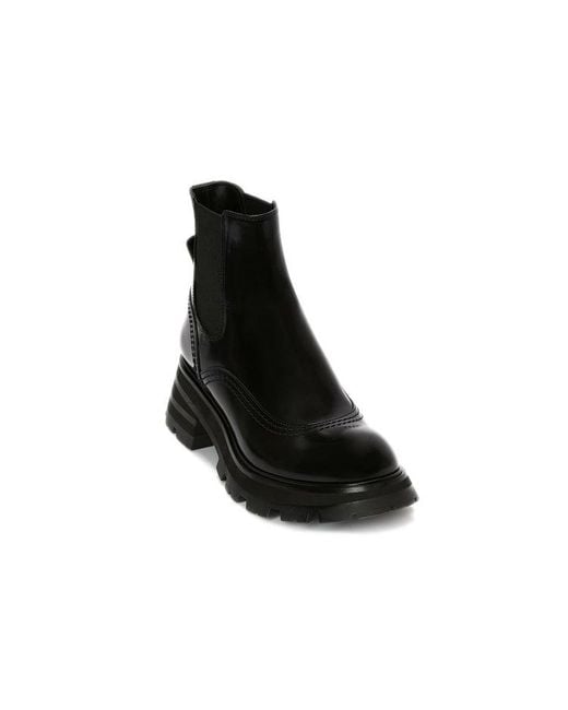 McQueen Black (Wmns) Leather Chelsea Ankle Boots