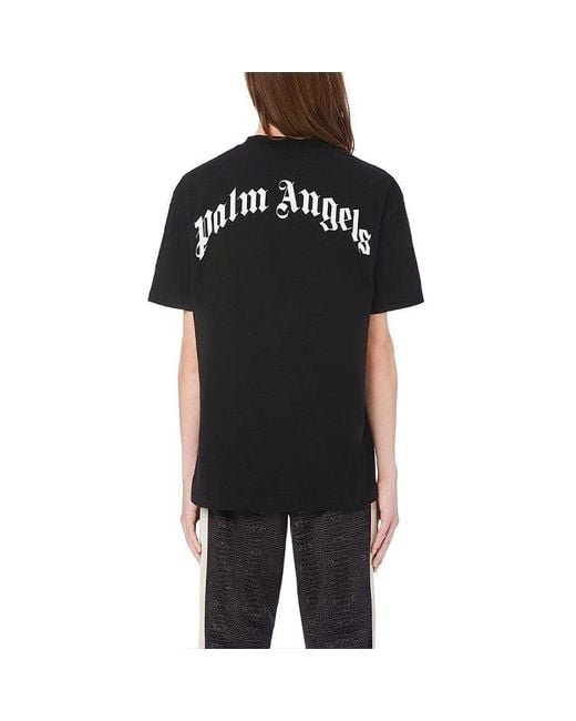 Palm Angels Black Printing Round Neck T-Shirt for men