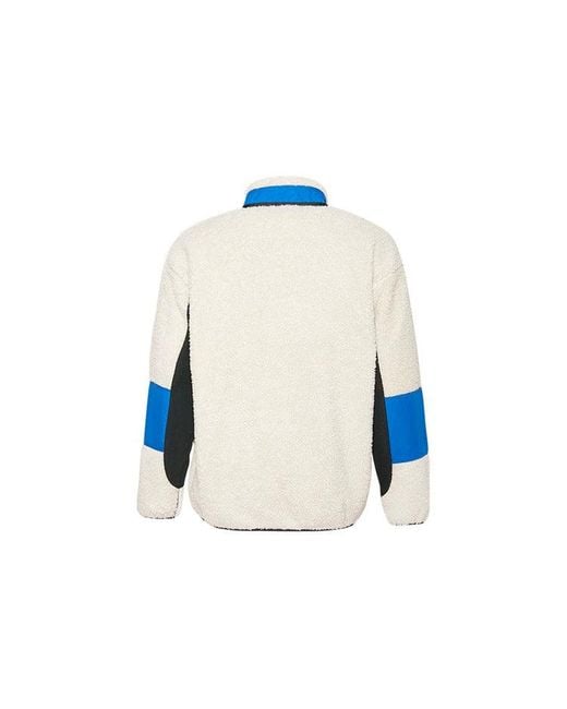Converse Blue Sherpa Jacket Polar Fleece Stay Warm Colorblock Casual Stand Collar for men