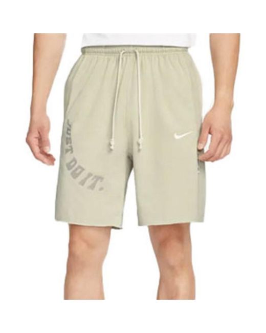 Nike Natural Logo Embroidered Alphabet Printing Elastic Waistband Straight Casual Shorts Light Stone for men