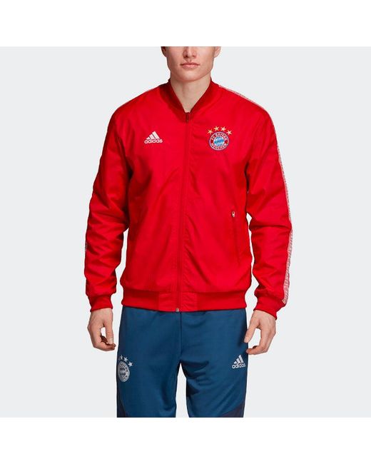 Adidas Red 19-20 Season Bayern Munich Soccer/Football Logo Sports Loose Training Long Sleeves Jacket for men