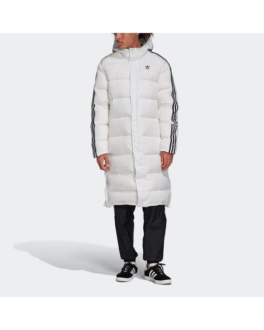 Adidas Gray Originals Long Down Jkt Stay Warm Sports Hooded Down Jacket for men