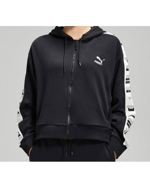 PUMA Black (Wmns) Knit Hooded Zipper Jacket