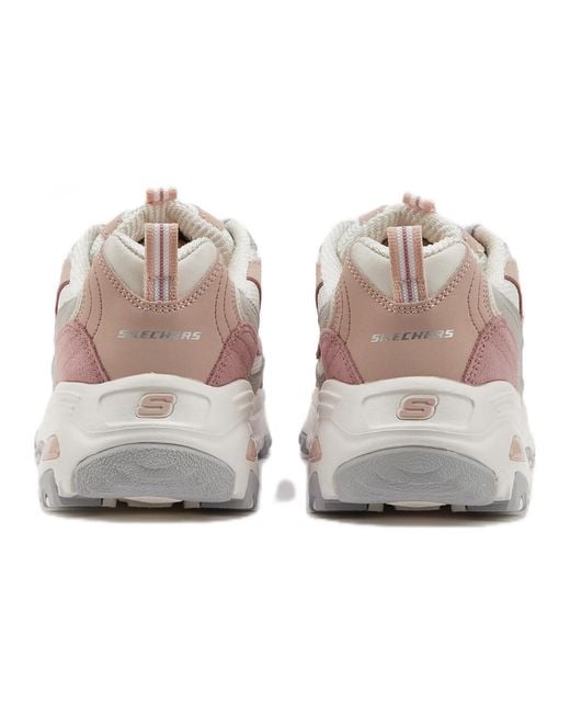 Skechers White (Wmns) D'Lites 1.0 Low Running Shoes