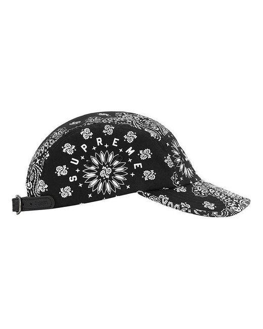 Supreme Black Bandana Camp Cap for men