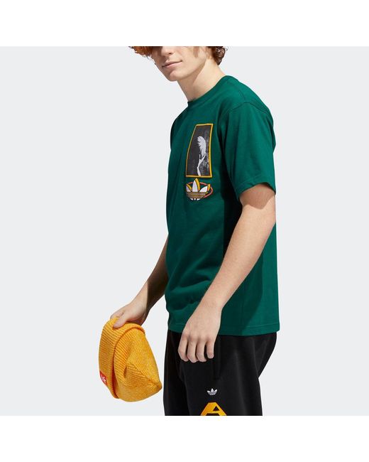 Adidas Green Originals Streetball Mult Printing Basketball Sports Round Neck Short Sleeve for men