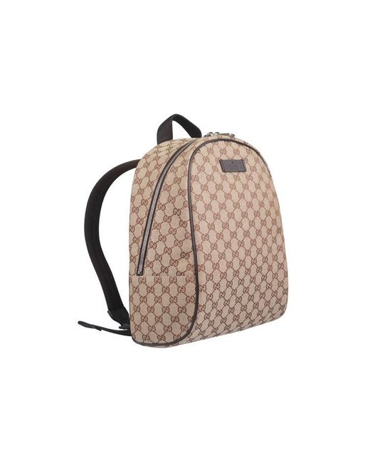 Gucci Brown Logo Leather Logo Canvas Schoolbag Backpack Classic