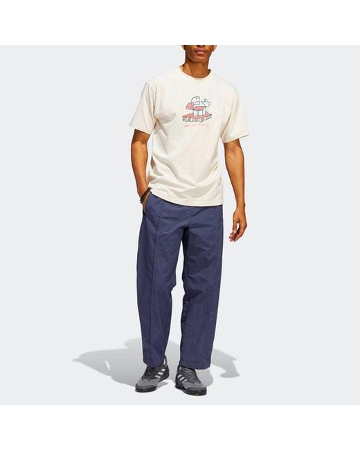 Adidas White Originals Casual Breathable Cartoon Pattern Alphabet Sports Short Sleeve Couple Style for men