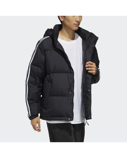Adidas Blue 3St Puff Down Outdoor Protection Against Cold Stay Warm Hooded Down Jacket for men