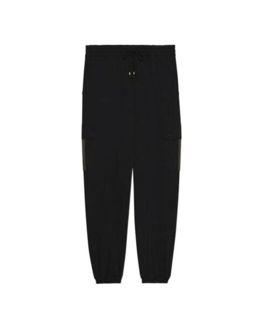 Gucci Black Cotton Jersey jogging Pant With Web for men