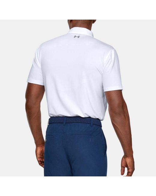 Under Armour White Playoff 2.0 Golf Polo Shirt for men