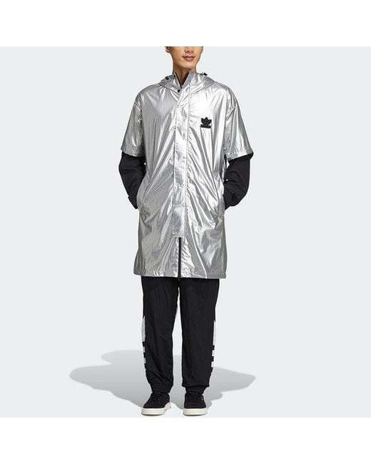 Adidas Blue Originals Liquid Metal Wb Sports Hooded Windbreaker Jacket for men