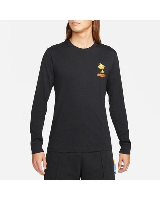 Nike Blue Lebron Sfg Basketball Sports Printing Round Neck Long Sleeves T-Shirt for men