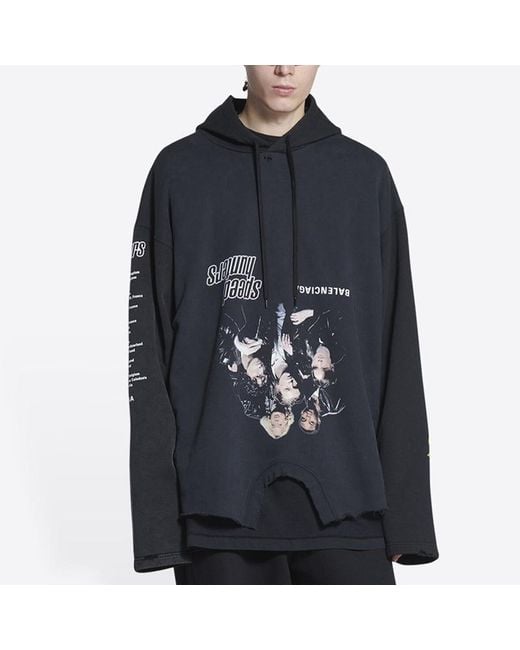 Balenciaga Blue Speed Hunters Upside Down Hoodie Oversized Faded' for men
