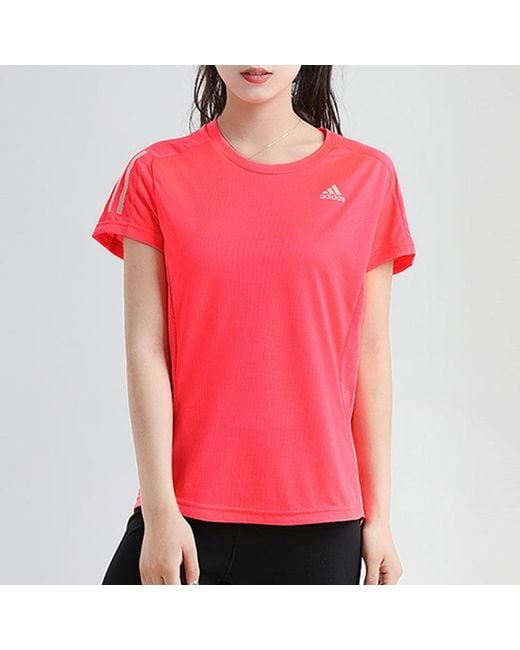 Adidas Pink (Wmns) Own The Run Tee Casual Sports Round Neck Breathable Short Sleeve
