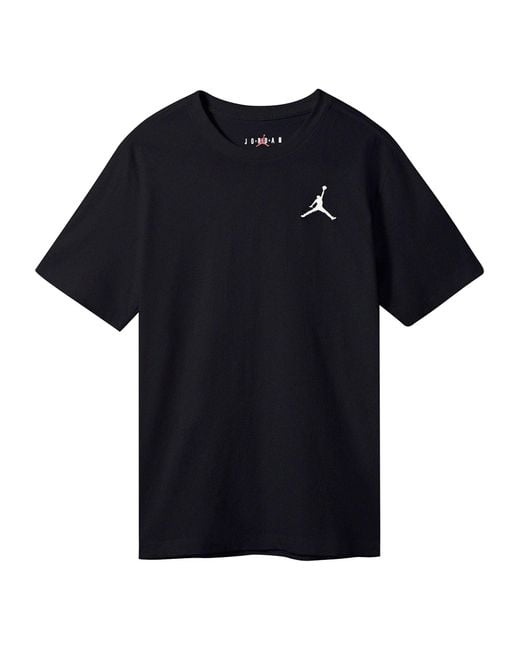 Nike Black Jumpman Logo Embroidered Sports Round Neck Short Sleeve for men