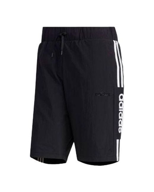 Adidas Blue Neo Side Stripe Logo Woven Shorts for men