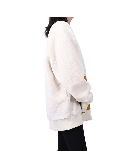 Vans White Lamb's Wool Contrast Color Stitching Round Neck Couple Style Creamy for men