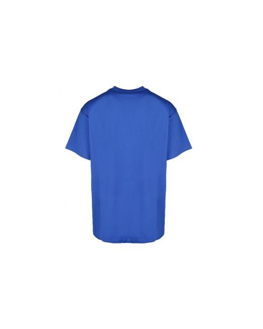 Balenciaga Blue Small Logo Print Cotton T-Shirt for men