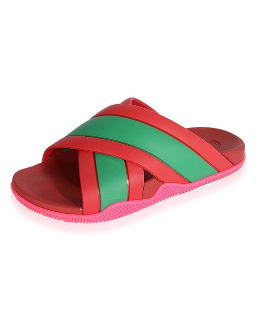 Gucci Red Web Crossover Rubber Sandal
