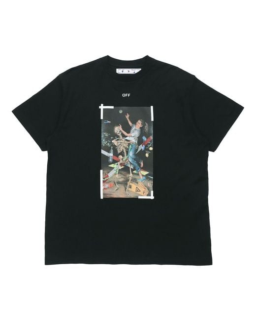 Off-White c/o Virgil Abloh Black Chest Painting Printing Short Sleeve for men
