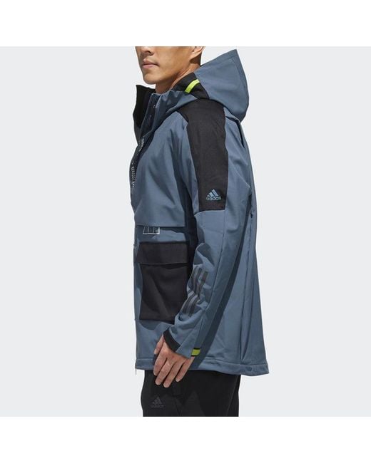 Adidas Blue Tech Outr Jkt Zipper Cardigan Casual Sports Hooded Jacket for men