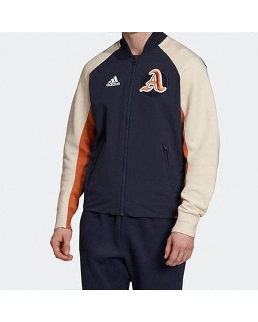 Adidas Blue Athleisure Casual Sports Woven Baseball Uniform Jacket for men