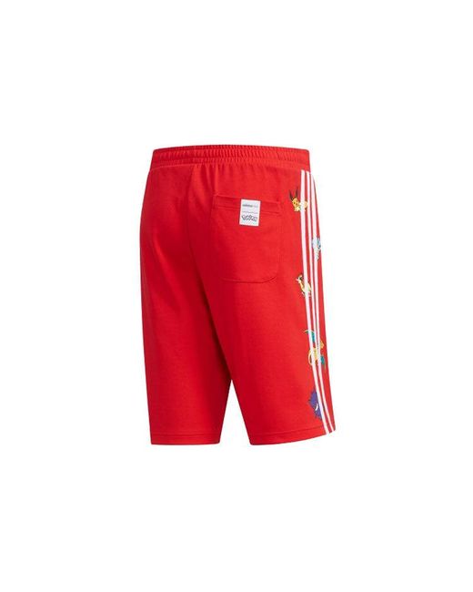Adidas Red Neo X Pokmon Crossover Series Pikachu Printing Shorts for men