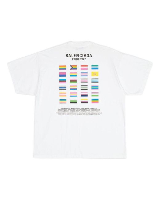 Balenciaga White Pride 22 Oversized Cotton T-Shirt '' for men