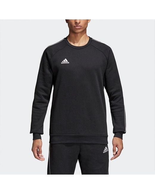 Adidas Blue Solid Color Logo Printing Round Neck Pullover Long Sleeves for men