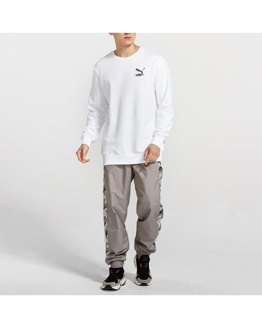 PUMA White Camouflage Logo Printing Round Neck Pullover for men