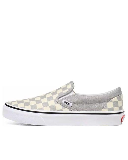 Vans Classic Slip-on 'checkerboard - Silver' in White for Men | Lyst