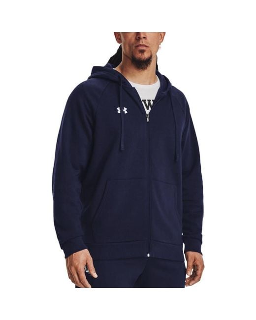 Under Armour Blue Rival Fleece Fz Hooded Jacket for men