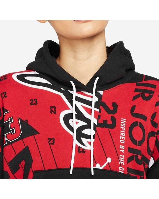 Nike Red (Wmns) Fleece Allover Printed Hoodie