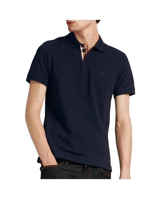 Burberry Blue Logo Lapel Short Sleeve Polo Shirt for men