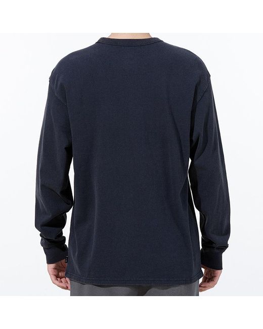 Nike Blue Solid Color Small Logo Round Neck Long Sleeves T-Shirt for men
