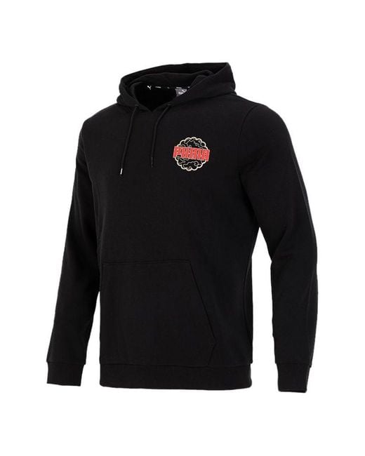 PUMA Black Logo Printing Solid Color Sports for men